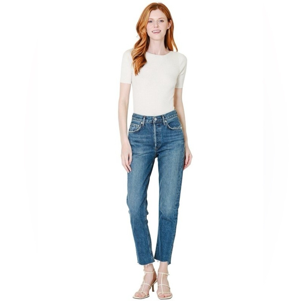 AGOLDE RILEY HIGH RISE STRAIGHT CROP DENIM Jeans 31 32 DISGUISE cotton button